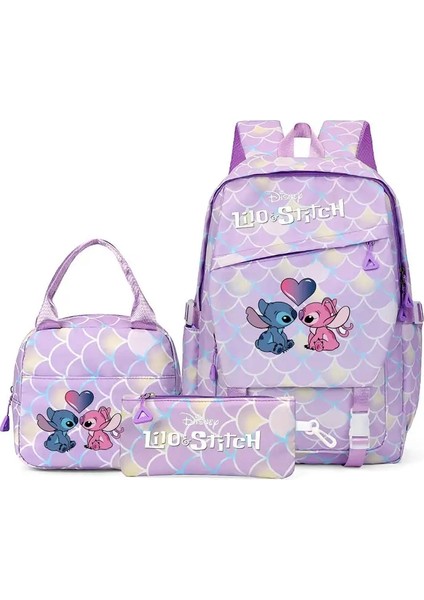 Disney Lilo Dikiş Renkli Sırt Çantası 3pcs/set Kadınlar Için Set Bags ile Günlük Okul Çantaları Boy Boy Öğrenci Öğrenci Genç Sırıltılar Renk: Purple1 (Yurt Dışından)