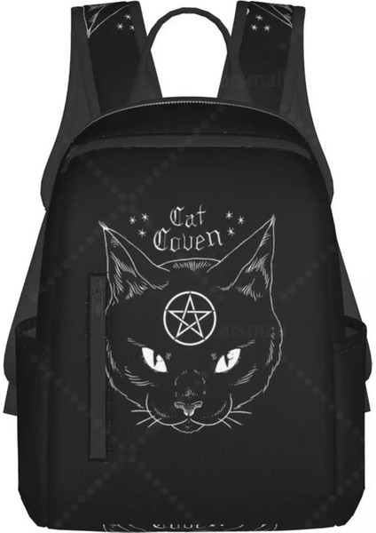 Siyah Deli Cat Moontravel Backpack College Kitap Çantası Erkekler Için Kadınlar Hafif Sıradan Dış Hava Sporları Için Çantalar Gerekir: 4/boyut: 14.7X10X5INCH (Yurt Dışından)