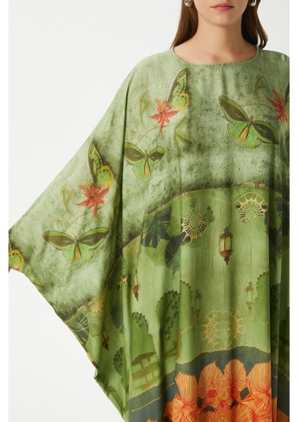 Modest Kadın Misty Geniş Kesim Yeşil Uzun Yazlık Elbise indirimleri