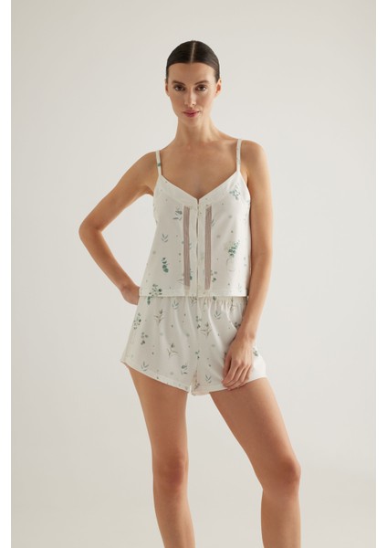 Kadın Pamuklu Düğmeli Ip Askılı Pijama Üstü modelleri