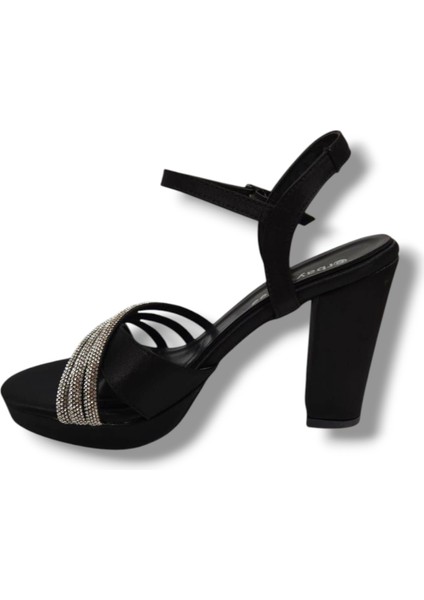 383-25 Saten Taşlı Yüksek Topuk Kadın Sandalet modelleri