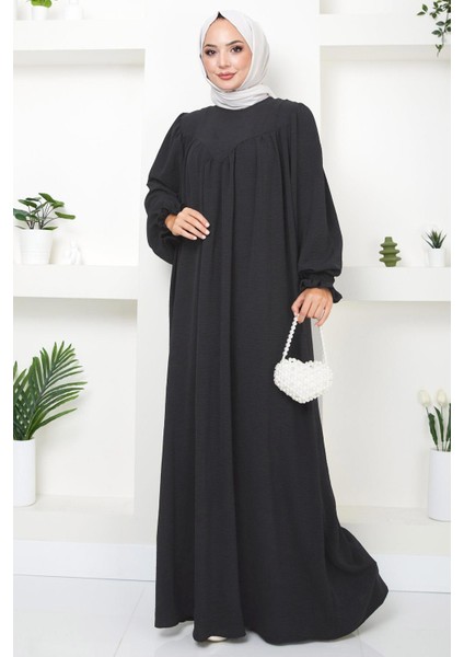 Büzgülü Robalı Elbise Antrasit HM2501