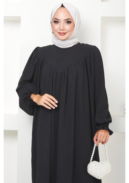 Büzgülü Robalı Elbise Antrasit HM2501 fiyatları