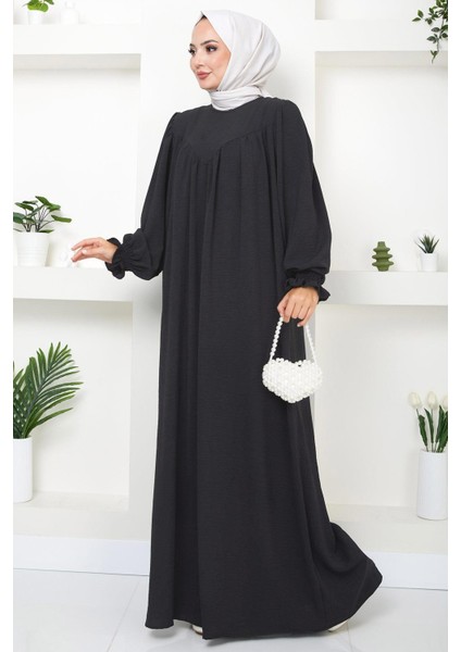 Büzgülü Robalı Elbise Antrasit HM2501 modelleri