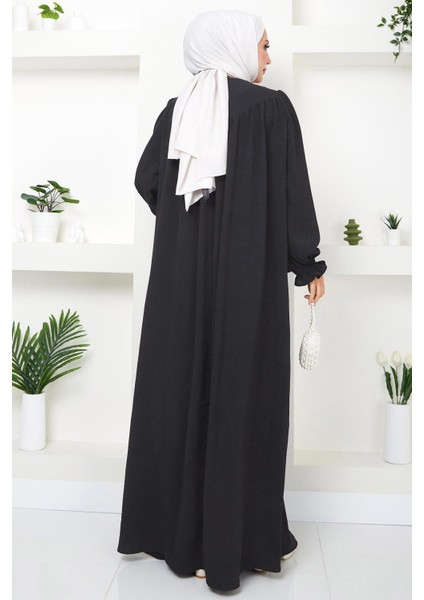 Büzgülü Robalı Elbise Antrasit HM2501 indirimleri