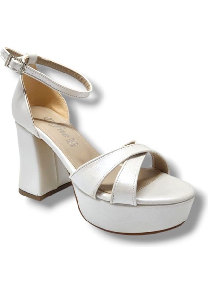 787-25 Deri Çapraz Bant Kalın TOPUK(10CM) Anatomik Kadın Sandalet