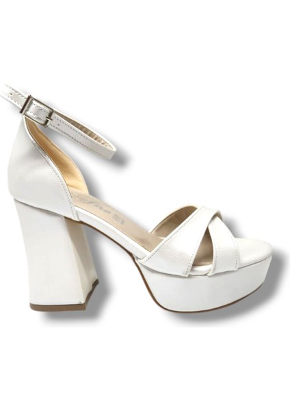 787-25 Deri Çapraz Bant Kalın TOPUK(10CM) Anatomik Kadın Sandalet fiyatları