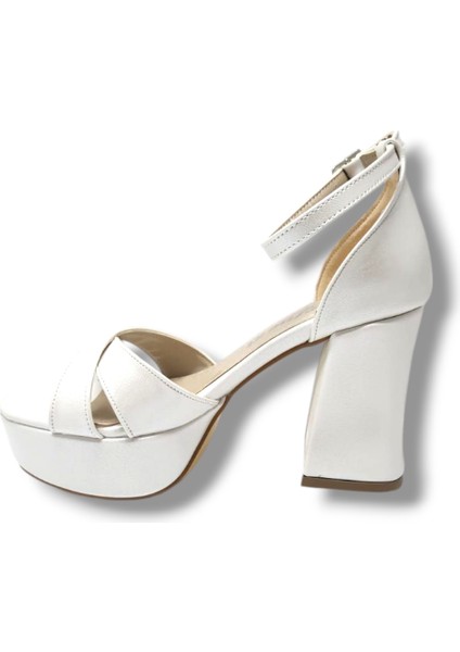 787-25 Deri Çapraz Bant Kalın TOPUK(10CM) Anatomik Kadın Sandalet modelleri