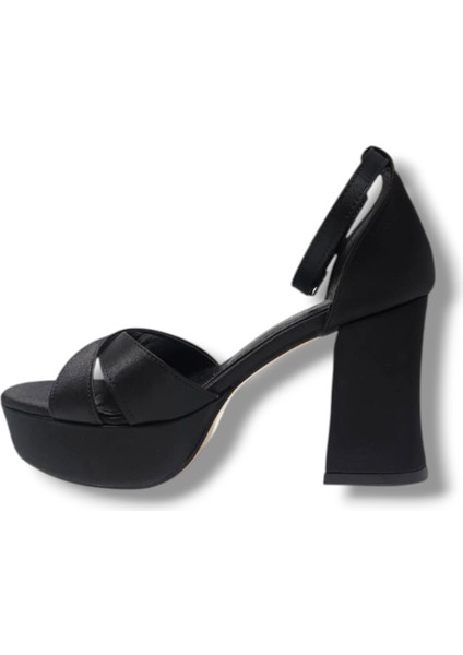 787-25 Saten Çapraz Bant Kalın TOPUK(10CM) Anatomik Kadın Sandalet modelleri
