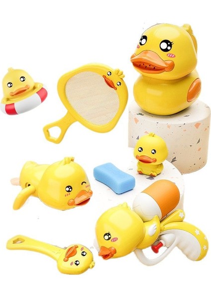 Bebek Banyo Oyuncak Seti - 8 Parçalı Ördek Havuz Oyuncağı, Duş Fıskiyesi & Drenajlı Yüzme Oyunları (Yurt Dışından)