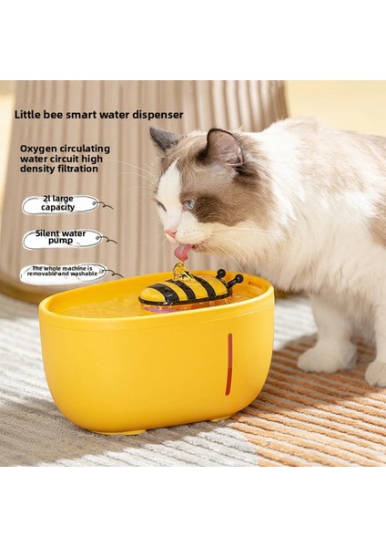 Otomatik Filtreli Kedi Su Çeşmesi - Arı Tasarım Sessiz 2l Şarjlı Suluk (4 Filtre Hediyeli) (Yurt Dışından)