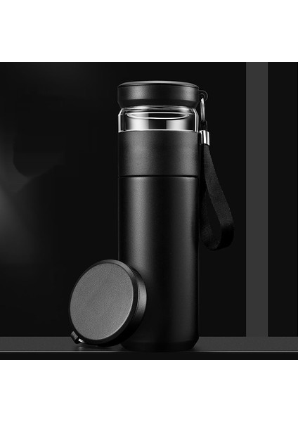 Çay Demleme Termosu - 450ML Paslanmaz Çelik Taşınabilir Çay Bardağı, Siyah/beyaz (Yurt Dışından)