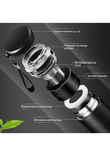 Çay Demleme Termosu - 450ML Paslanmaz Çelik Taşınabilir Çay Bardağı, Siyah/beyaz (Yurt Dışından) fiyatları