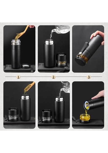 Çay Demleme Termosu - 450ML Paslanmaz Çelik Taşınabilir Çay Bardağı, Siyah/beyaz (Yurt Dışından) fırsatları