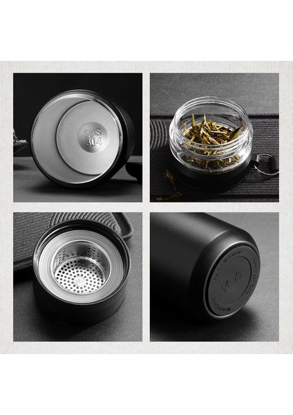 Çay Demleme Termosu - 450ML Paslanmaz Çelik Taşınabilir Çay Bardağı, Siyah/beyaz (Yurt Dışından) indirimleri