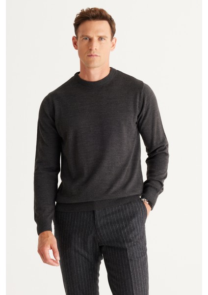 ALTINYILDIZ CLASSICS Erkek Antrasit-melanj Standart Fit Normal Kesim Bisiklet Yaka Triko Kazak modelleri