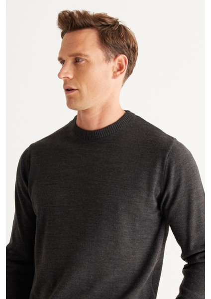 ALTINYILDIZ CLASSICS Erkek Antrasit-melanj Standart Fit Normal Kesim Bisiklet Yaka Triko Kazak indirimleri