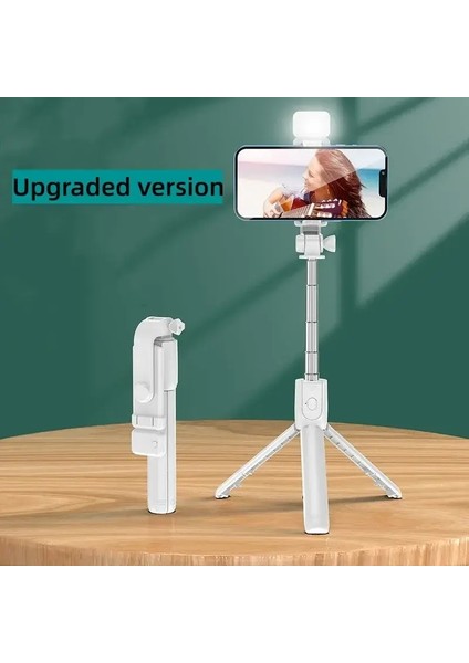 Bluetooth Kablosuz Cep Telefonu Selfie Stick Tripod Telefon Tutucu Dolgu Işığı Monopod Uzaktan Kumanda Deklanşörü IPhone Xiaomi Renk: Beyaz Dolgu Işığı (Yurt Dışından)