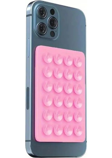 Silikon 24 Emme Telefon Tutucu Çok Fonksiyonlu Emme Kupası Mat Duvar Standı Anti-Kayma Tek Taraflı Kasa Tutkal Montaj Arka Çıkartmalar Renk: Pembe (Yurt Dışından)