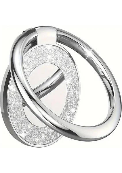 Moda Bling Parmak Yüzüğü Telefon Tutucu Arka Çıkartma Standı Cep Telefonu Aksesuarları Portable Ring Braketi Xiaomi iPhone 14 15 Renk: Gümüş (Yurt Dışından)