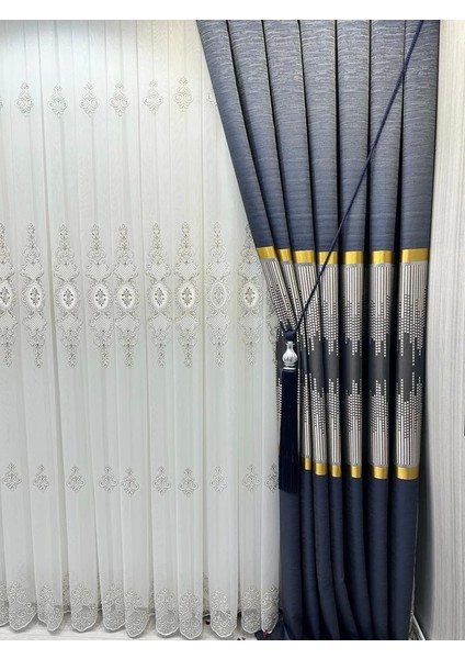 Nivemeshome Amasra FT614164 V-2501 Lacivert 1/3 Sık Pileli Fon Perde Apm modelleri