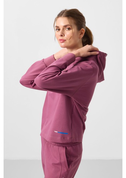 Soft Vişne Kapüşonlu Oversize Kadın Eşofman Takım - 95336