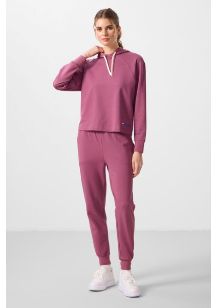 Soft Vişne Kapüşonlu Oversize Kadın Eşofman Takım - 95336 modelleri