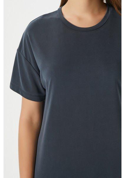 Kadın Modal Daily Comfort Antrasit Yırtmaçlı Elbise 16556 modelleri