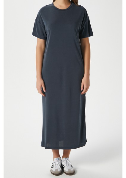 Kadın Modal Daily Comfort Antrasit Yırtmaçlı Elbise 16556 indirimleri