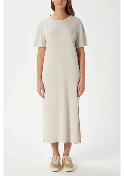 Kadın Modal Daily Comfort Taş Yırtmaçlı Elbise 16556 modelleri