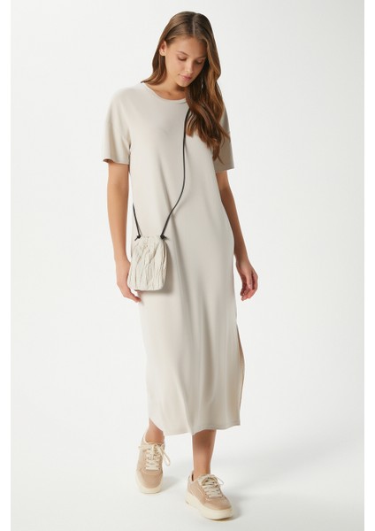 Kadın Modal Daily Comfort Taş Yırtmaçlı Elbise 16556 indirimleri