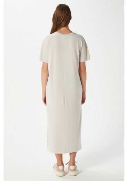 Kadın Modal Daily Comfort Taş Yırtmaçlı Elbise 16556