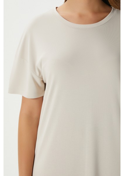 Kadın Modal Daily Comfort Taş Yırtmaçlı Elbise 16556