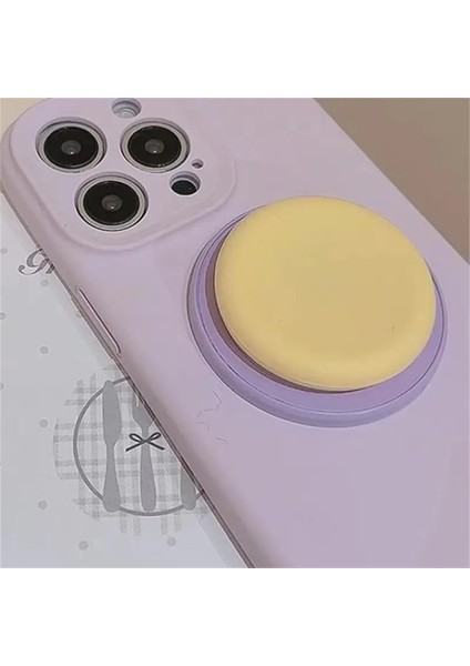 Sevimli Macaron Silikon Yuvarlak Manyetik Tutucu Kavrama Tok Griptok Telefon Stand Tutucu Pad Magsafe Akıllı Tok Rengi: CX-0157 (Yurt Dışından)