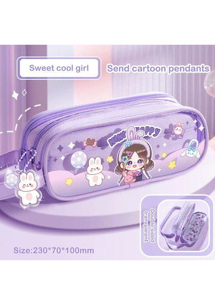 Kawaii Karikatür Kalem Kutusu Çok Fonksiyonlu Büyük Kapasiteli Kalem Çantası Sevimli Ins Depolama Çantası Okul Ofis Malzemeleri Kırtasiye Renk: Tatlı Havalı Kız (Yurt Dışından)