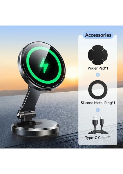 Joyroom Manyetik Araba Telefon Montaj Şarj Cihazı Dönebilir Şarj Paneli 15W Hızlı Kablosuz Şarj Manyetik Telefon Tutucu JR-ZS423COLOR: Siyah (Yurt Dışından)