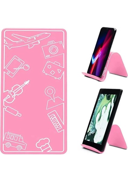 Çok Işlevli Katlanabilir Cep Telefonu Tutucu Açısı Ayarlanabilir Grafiti Tablet Masaüstü iPad iPhone Samsung Xiaomicolor Için Standı: Pembe (Yurt Dışından)