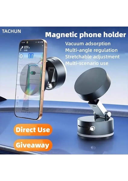Manyetik Ev Halkı Cep Telefonu Tutucu Çift Taraflı Adsorpsiyon Katlanabilir Mini Çok Işlevli Navigasyon Arabası Cep Telefonu Holdercolor: Siyah (Yurt Dışından)