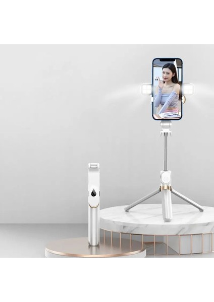 Taşınabilir Kablosuz Uzaktan Deklanşör Selfie Stick Tripod Iphone 14 13 Pro Max Android Xiaomi Cep Telefonu Stand Tutucu Aksesuarları Renk: Beyaz (Yurt Dışından)