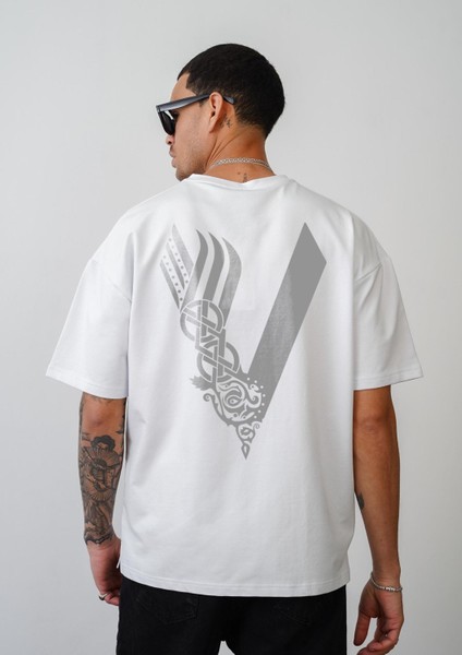 Vıkıngs Baskılı Unisex Oversize Kalıp Tişört