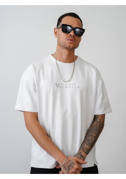 Vıkıngs Baskılı Unisex Oversize Kalıp Tişört fiyatları
