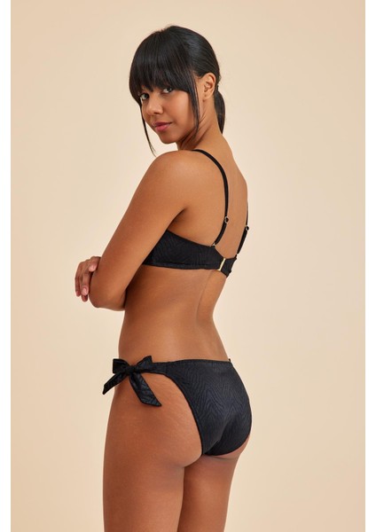 Bali Siyah Balenli Dolgulu Straplez Push-Up Yandan Bağlamalı Bikini Takım modelleri