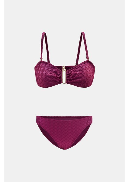 Olympos Mor Straplez Çıkarılabilir Pedli Toparlayıcı Bikini Takım