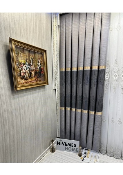 Nivemeshome Amasra FT614164 V-5403 Gri 1/3 Sık Pileli Fon Perde Apm indirimleri