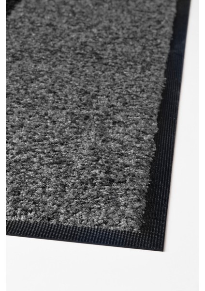Köge Paspas 69X90 cm Gri Siyah Kaymaz Tabanlı Makinede Yıkanabilir Paspas