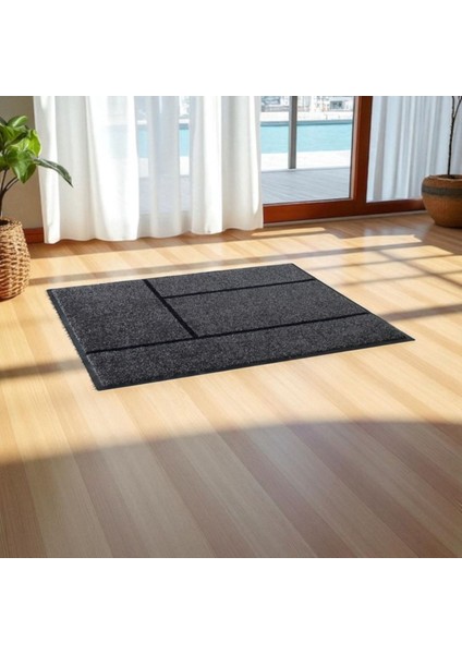 Köge Paspas 69X90 cm Gri Siyah Kaymaz Tabanlı Makinede Yıkanabilir Paspas modelleri
