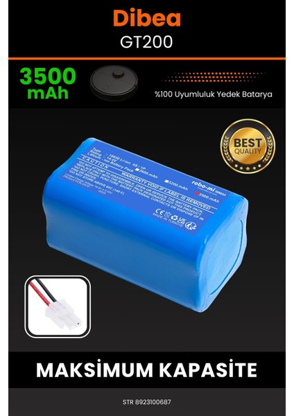 Robo- Mi Dibea GT200 3500MAH Robot Süpürge Bataryası - Yüksek Yoğunluklu Li- Ion Hücre