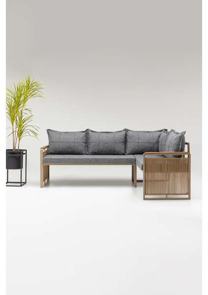 Mina Köşe Takımı Gri-Kahve (Balkon-Bahçe-Mutfak) fiyatları