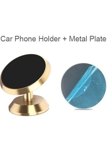 Manyetik Araba Telefon Tutucusu Montaj Braket Stick Araba Gösterge Tablosu Duvarı Mobil Hücre Desteği Iphone Samsung Xiaomi Renk: Altın Rotat (Yurt Dışından)