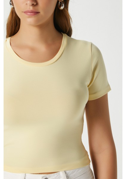 Kadın Serra %100 Pamuk Tereyağ Sarısı Crop Top fiyatları